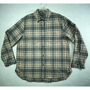 Jenni Kayne O'Keeffe Overshirt Shirt Plaid Wool Blend Gray & Beige SMALL Shacket